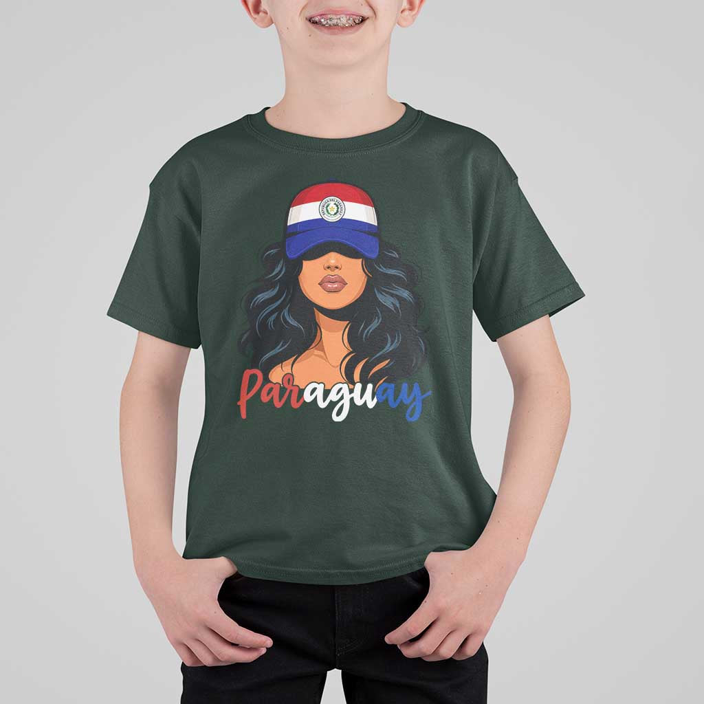 Proud Paraguayan Woman Melanin Curls Afro Latina T Shirt For Kid Paraguay Flag Roots Hispanic Heritage Pride