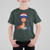 Proud Paraguayan Woman Melanin Curls Afro Latina T Shirt For Kid Paraguay Flag Roots Hispanic Heritage Pride