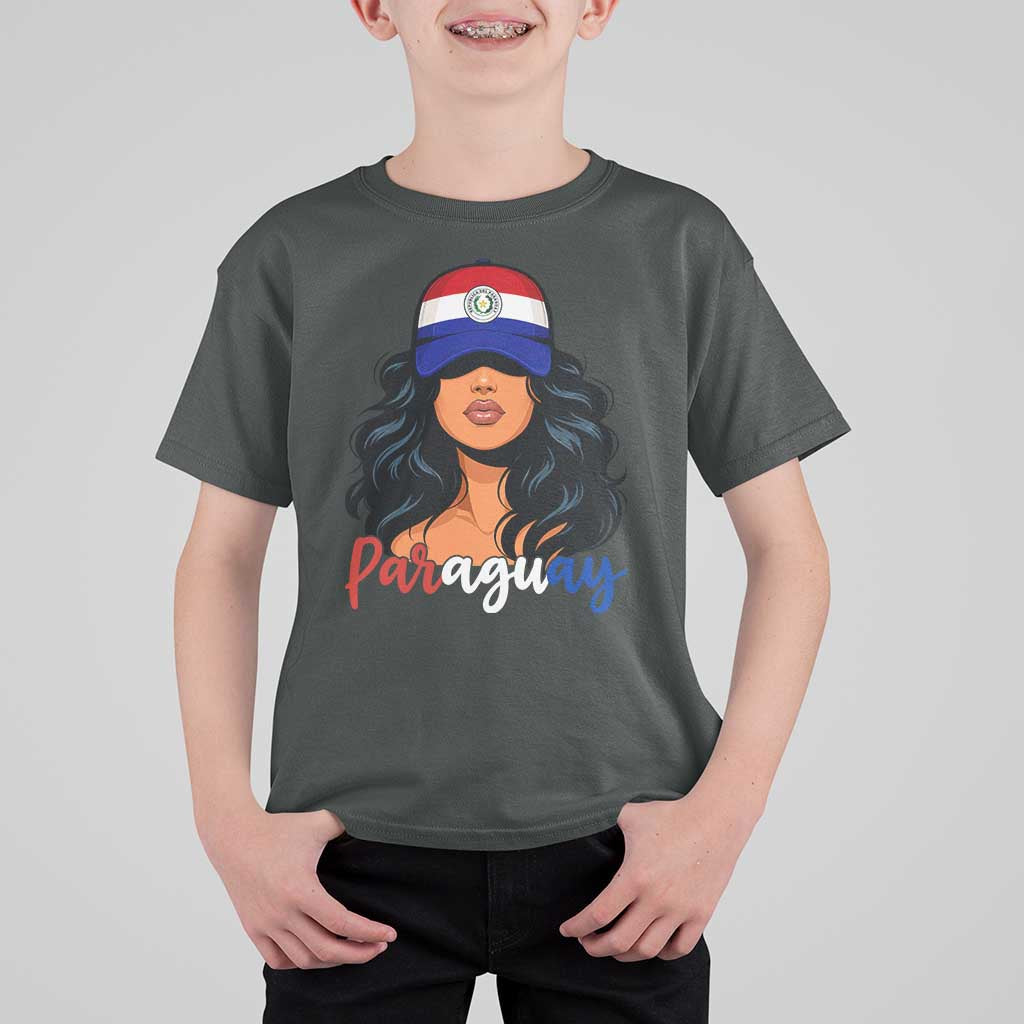 Proud Paraguayan Woman Melanin Curls Afro Latina T Shirt For Kid Paraguay Flag Roots Hispanic Heritage Pride