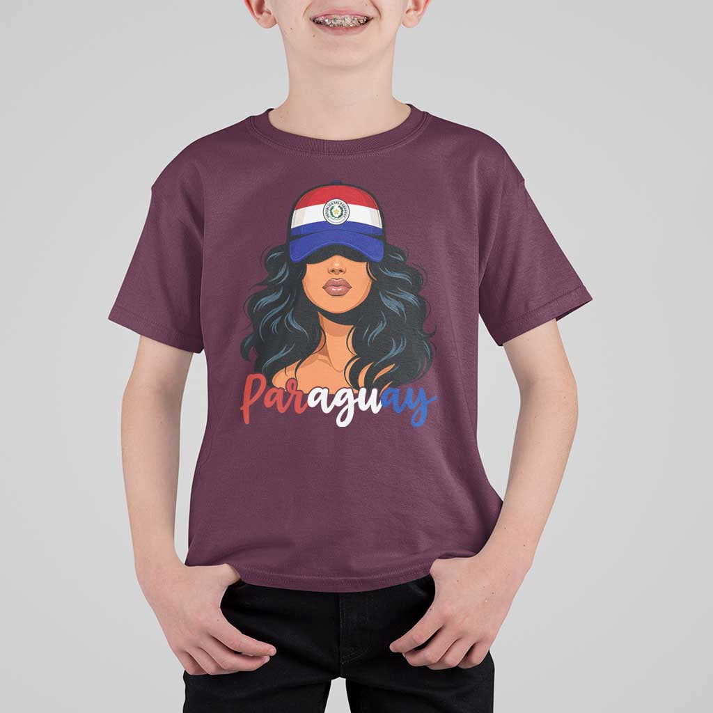 Proud Paraguayan Woman Melanin Curls Afro Latina T Shirt For Kid Paraguay Flag Roots Hispanic Heritage Pride