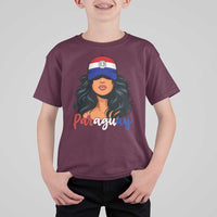 Proud Paraguayan Woman Melanin Curls Afro Latina T Shirt For Kid Paraguay Flag Roots Hispanic Heritage Pride