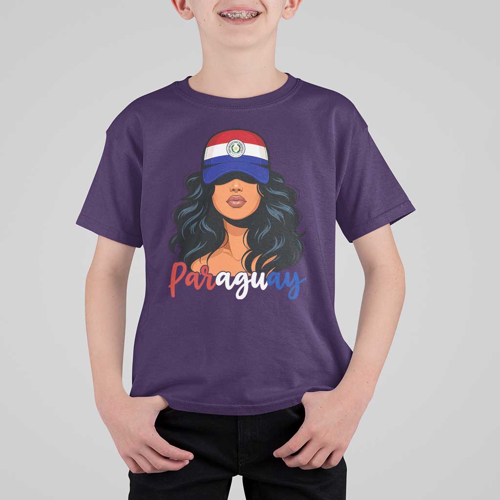 Proud Paraguayan Woman Melanin Curls Afro Latina T Shirt For Kid Paraguay Flag Roots Hispanic Heritage Pride