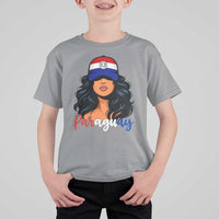 Proud Paraguayan Woman Melanin Curls Afro Latina T Shirt For Kid Paraguay Flag Roots Hispanic Heritage Pride