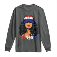 Proud Paraguayan Woman Melanin Curls Afro Latina Long Sleeve Shirt Paraguay Flag Roots Hispanic Heritage Pride