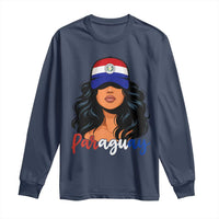 Proud Paraguayan Woman Melanin Curls Afro Latina Long Sleeve Shirt Paraguay Flag Roots Hispanic Heritage Pride