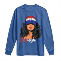 Proud Paraguayan Woman Melanin Curls Afro Latina Long Sleeve Shirt Paraguay Flag Roots Hispanic Heritage Pride