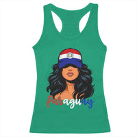 Proud Paraguayan Woman Melanin Curls Afro Latina Racerback Tank Top Paraguay Flag Roots Hispanic Heritage Pride