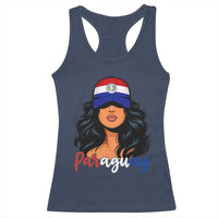Proud Paraguayan Woman Melanin Curls Afro Latina Racerback Tank Top Paraguay Flag Roots Hispanic Heritage Pride