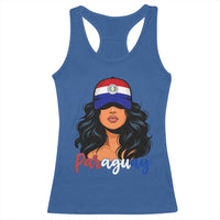 Proud Paraguayan Woman Melanin Curls Afro Latina Racerback Tank Top Paraguay Flag Roots Hispanic Heritage Pride