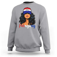 Proud Paraguayan Woman Melanin Curls Afro Latina Sweatshirt Paraguay Flag Roots Hispanic Heritage Pride