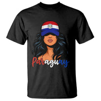 Proud Paraguayan Woman Melanin Curls Afro Latina T Shirt Paraguay Flag Roots Hispanic Heritage Pride
