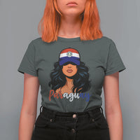 Proud Paraguayan Woman Melanin Curls Afro Latina T Shirt For Women Paraguay Flag Roots Hispanic Heritage Pride