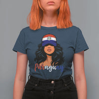 Proud Paraguayan Woman Melanin Curls Afro Latina T Shirt For Women Paraguay Flag Roots Hispanic Heritage Pride