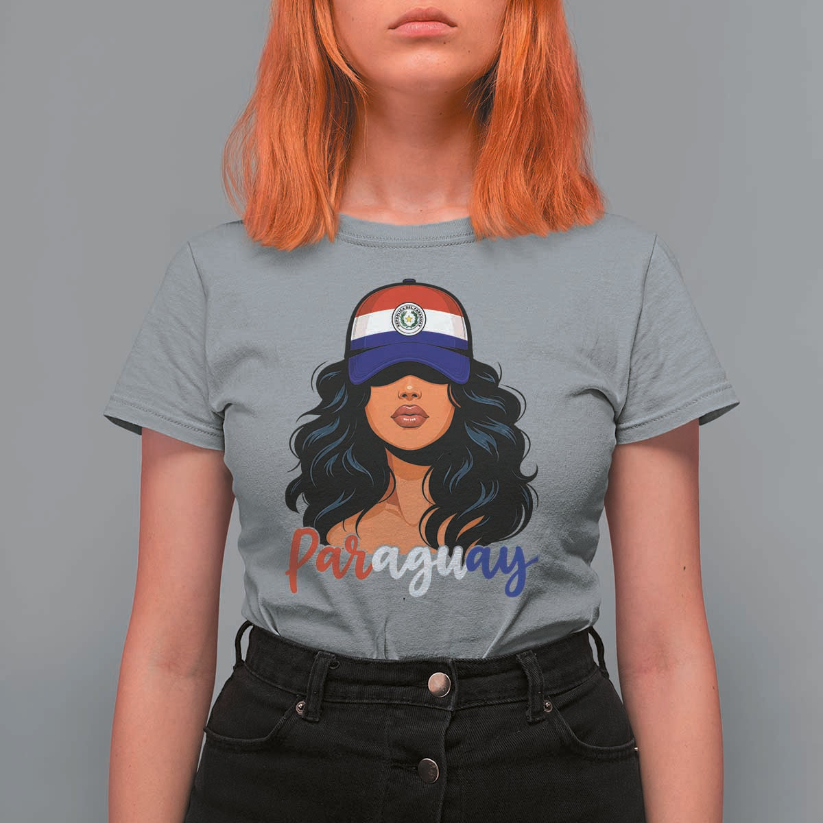Proud Paraguayan Woman Melanin Curls Afro Latina T Shirt For Women Paraguay Flag Roots Hispanic Heritage Pride