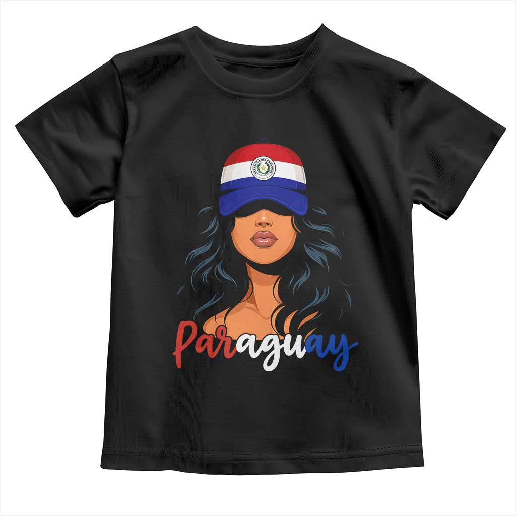 Proud Paraguayan Woman Melanin Curls Afro Latina Toddler T Shirt Paraguay Flag Roots Hispanic Heritage Pride