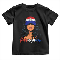 Proud Paraguayan Woman Melanin Curls Afro Latina Toddler T Shirt Paraguay Flag Roots Hispanic Heritage Pride