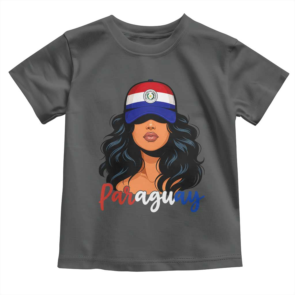 Proud Paraguayan Woman Melanin Curls Afro Latina Toddler T Shirt Paraguay Flag Roots Hispanic Heritage Pride