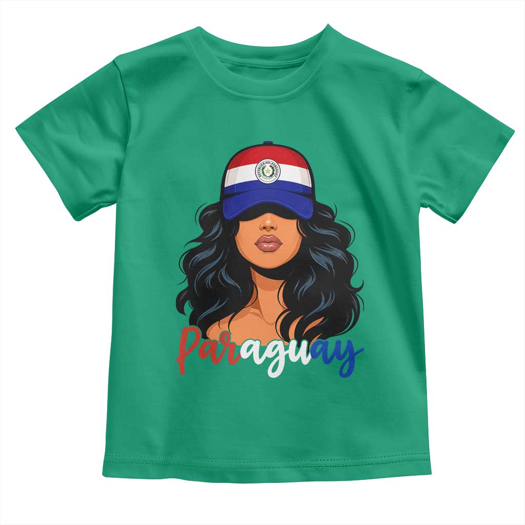 Proud Paraguayan Woman Melanin Curls Afro Latina Toddler T Shirt Paraguay Flag Roots Hispanic Heritage Pride