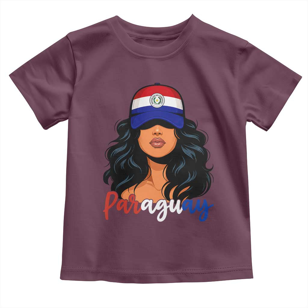 Proud Paraguayan Woman Melanin Curls Afro Latina Toddler T Shirt Paraguay Flag Roots Hispanic Heritage Pride