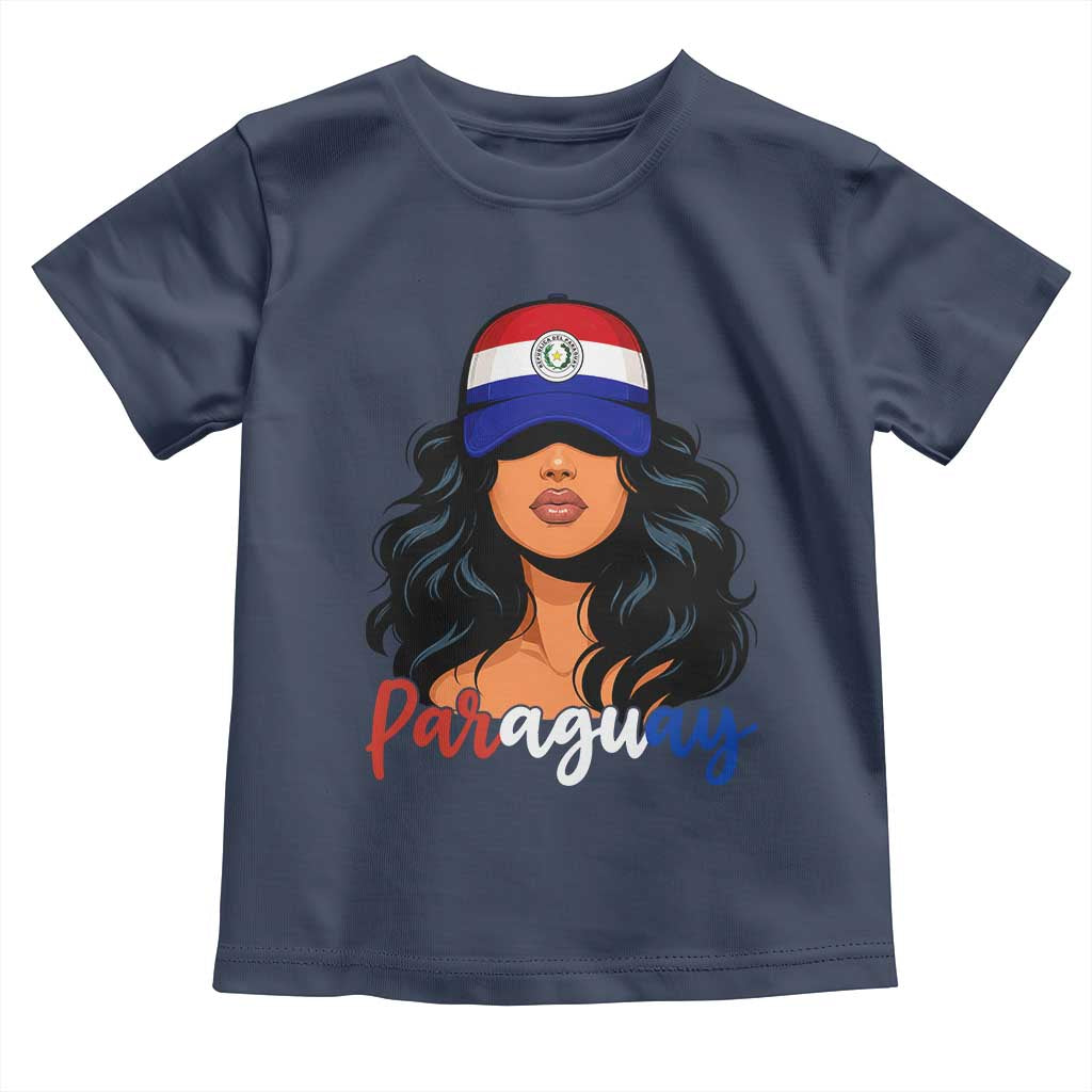 Proud Paraguayan Woman Melanin Curls Afro Latina Toddler T Shirt Paraguay Flag Roots Hispanic Heritage Pride