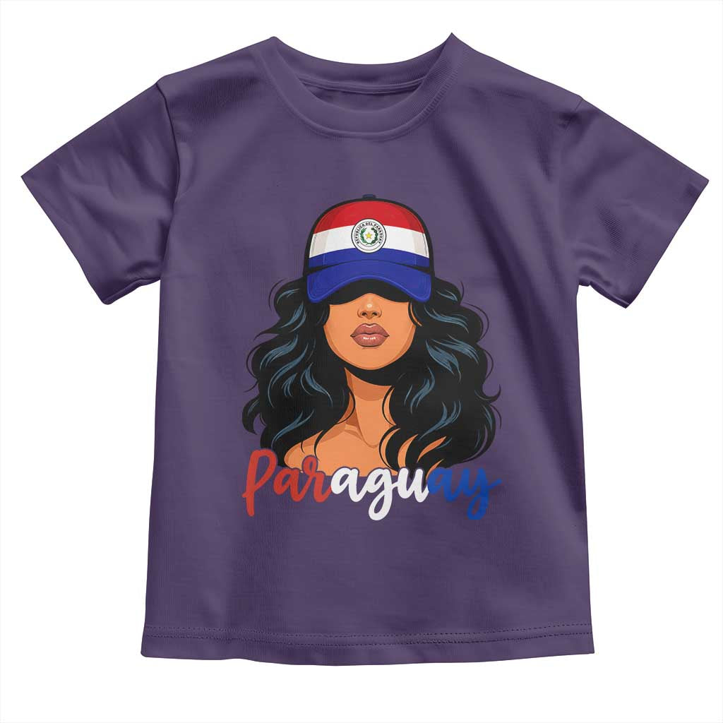 Proud Paraguayan Woman Melanin Curls Afro Latina Toddler T Shirt Paraguay Flag Roots Hispanic Heritage Pride