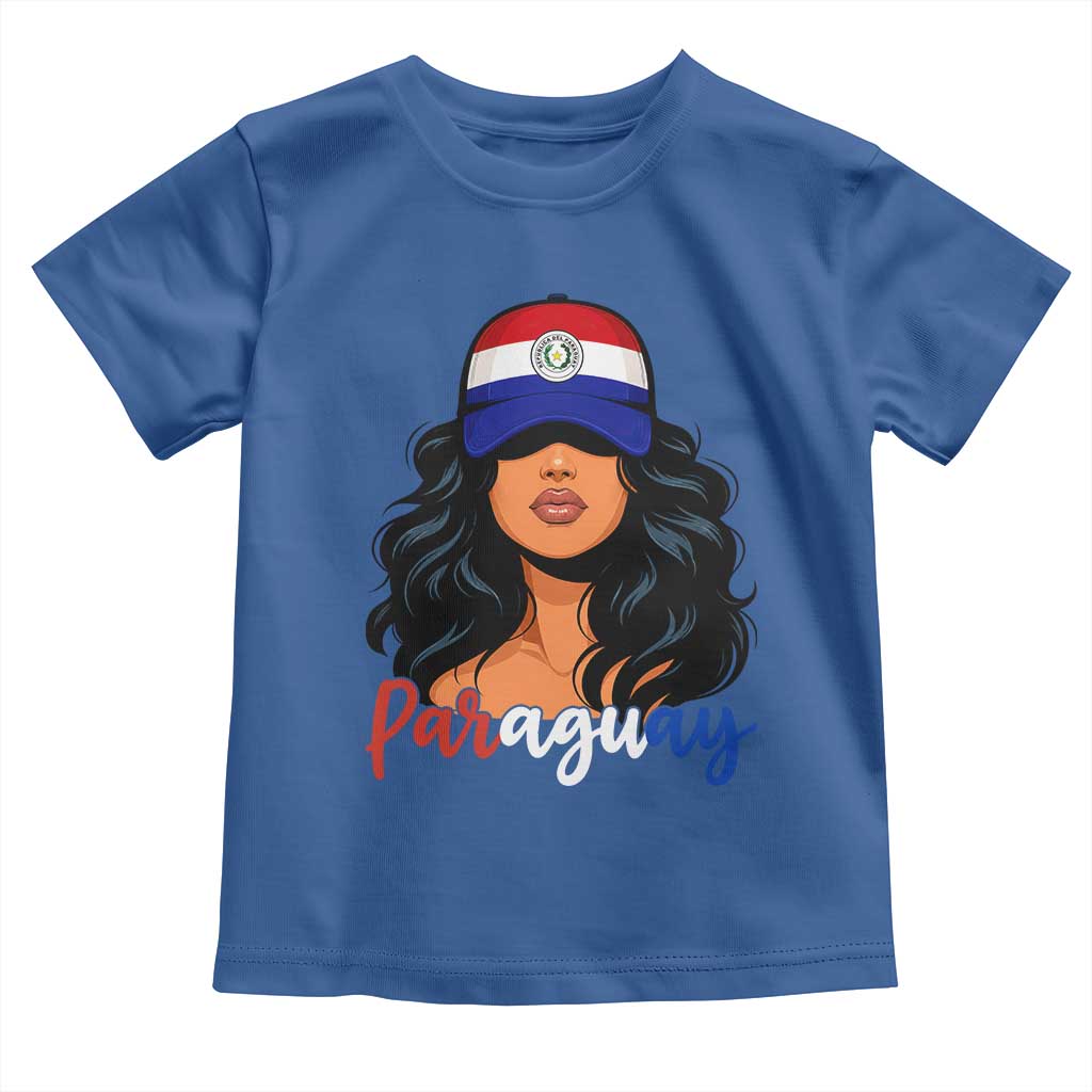 Proud Paraguayan Woman Melanin Curls Afro Latina Toddler T Shirt Paraguay Flag Roots Hispanic Heritage Pride