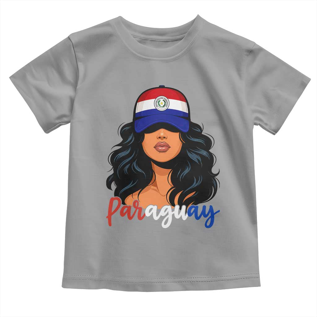 Proud Paraguayan Woman Melanin Curls Afro Latina Toddler T Shirt Paraguay Flag Roots Hispanic Heritage Pride