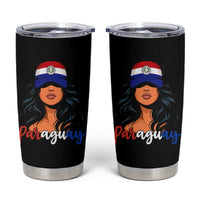 Proud Paraguayan Woman Melanin Curls Afro Latina Tumbler Cup Paraguay Flag Roots Hispanic Heritage Pride