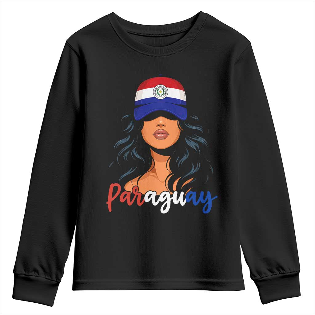 Proud Paraguayan Woman Melanin Curls Afro Latina Youth Sweatshirt Paraguay Flag Roots Hispanic Heritage Pride