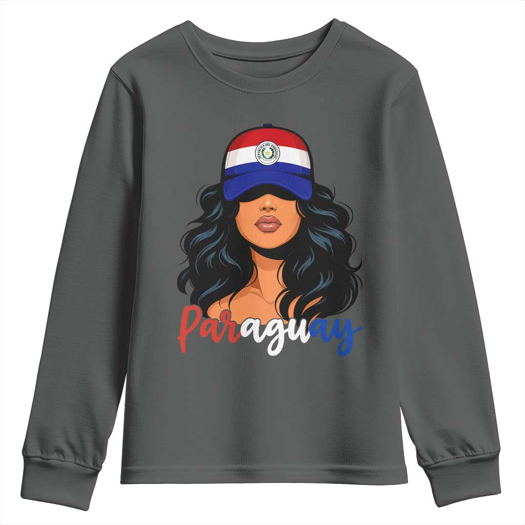 Proud Paraguayan Woman Melanin Curls Afro Latina Youth Sweatshirt Paraguay Flag Roots Hispanic Heritage Pride