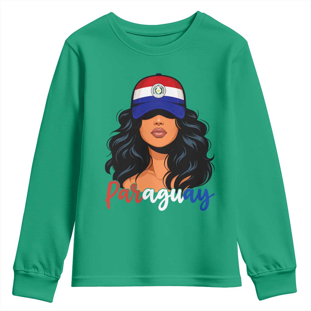 Proud Paraguayan Woman Melanin Curls Afro Latina Youth Sweatshirt Paraguay Flag Roots Hispanic Heritage Pride