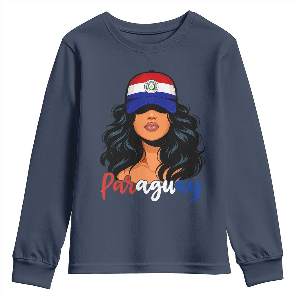 Proud Paraguayan Woman Melanin Curls Afro Latina Youth Sweatshirt Paraguay Flag Roots Hispanic Heritage Pride