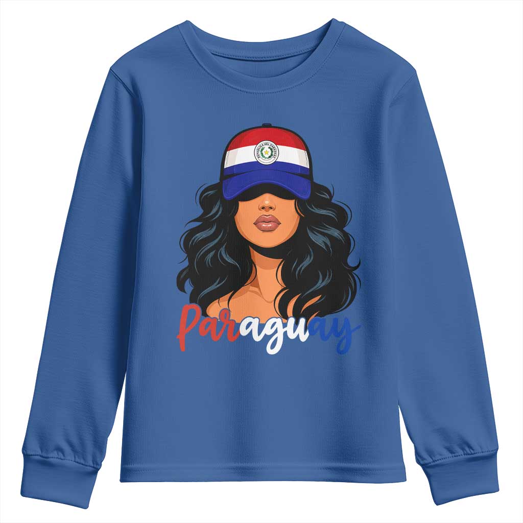 Proud Paraguayan Woman Melanin Curls Afro Latina Youth Sweatshirt Paraguay Flag Roots Hispanic Heritage Pride
