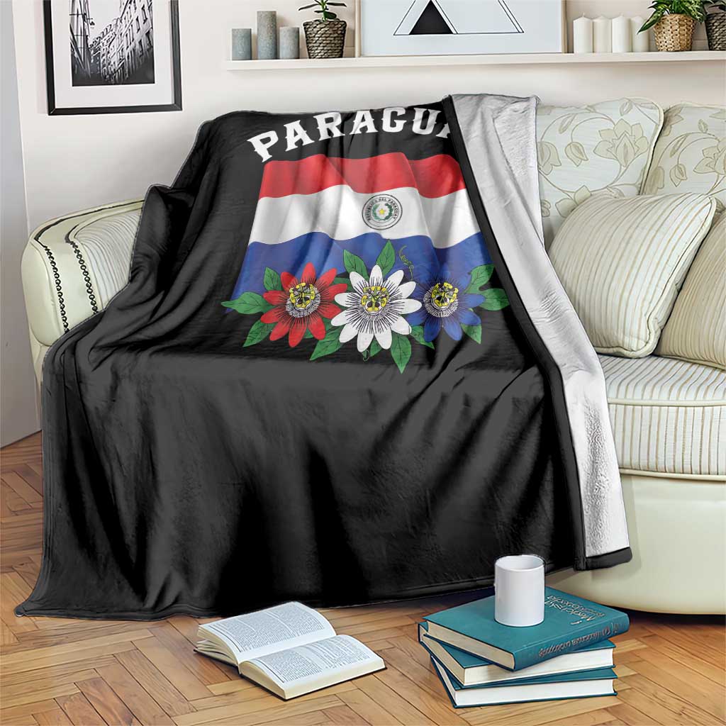 Paraguay Flag Passion Flower Mburucuya Graphic Throw Blanket Paraguaya Hispanic Latino Heritage Cultura Pride