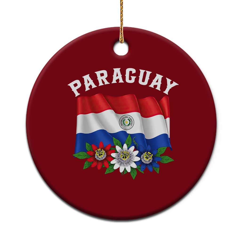 Paraguay Flag Passion Flower Mburucuya Graphic Ceramic Ornament Paraguaya Hispanic Latino Heritage Cultura Pride