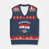Paraguay Flag Passion Flower Mburucuya Graphic V-Neck Knit Sweater Vest Paraguaya Hispanic Latino Heritage Cultura Pride