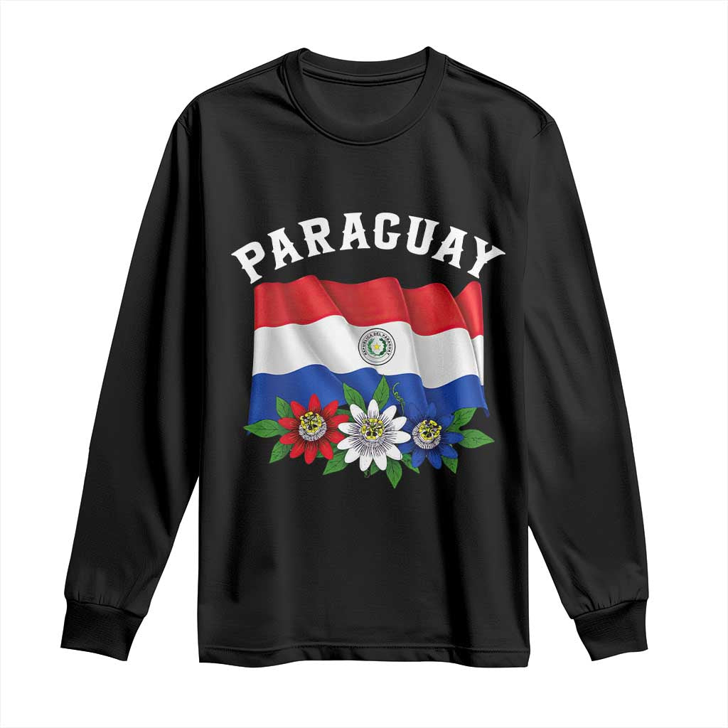 Paraguay Flag Passion Flower Mburucuya Graphic Long Sleeve Shirt Paraguaya Hispanic Latino Heritage Cultura Pride