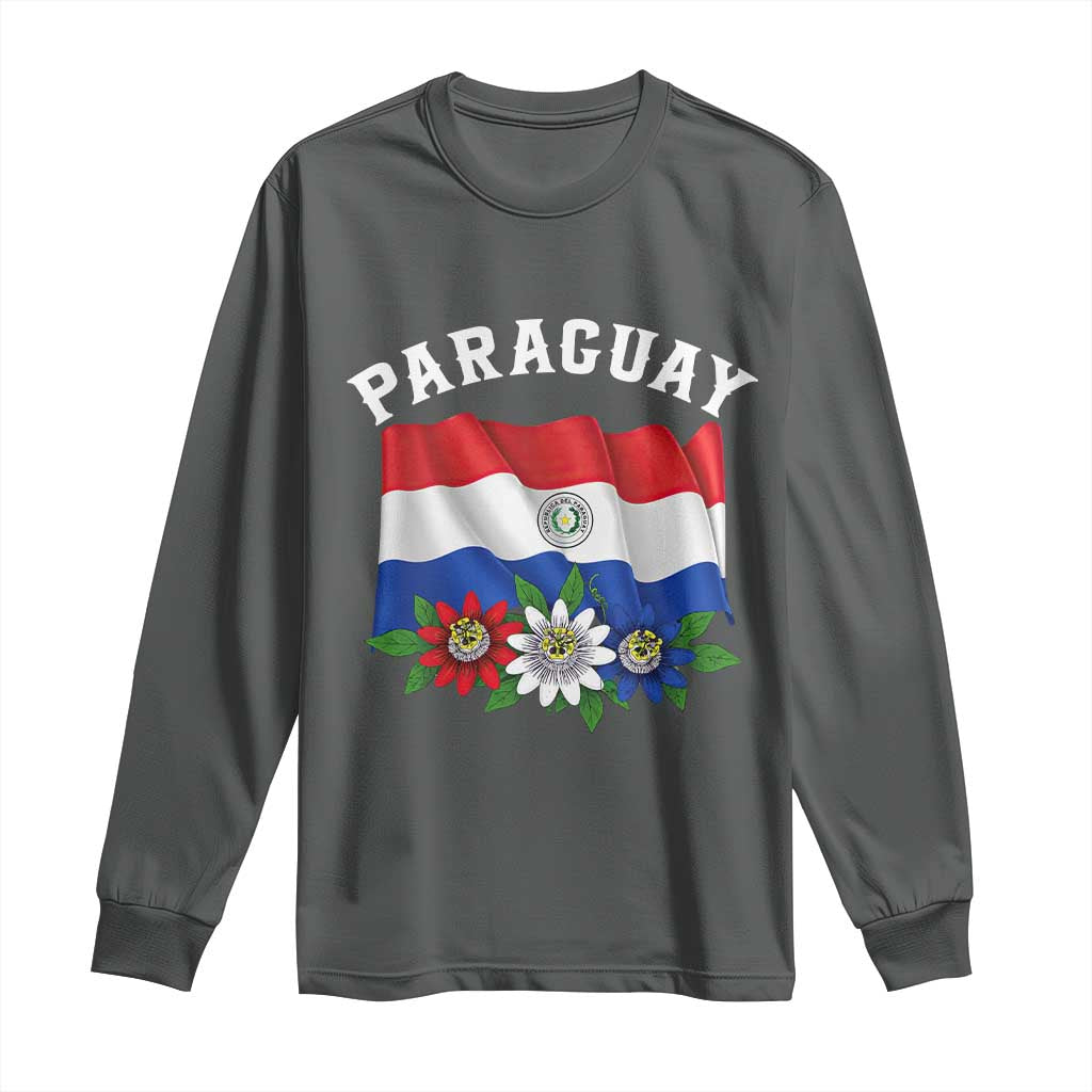 Paraguay Flag Passion Flower Mburucuya Graphic Long Sleeve Shirt Paraguaya Hispanic Latino Heritage Cultura Pride