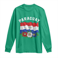 Paraguay Flag Passion Flower Mburucuya Graphic Long Sleeve Shirt Paraguaya Hispanic Latino Heritage Cultura Pride