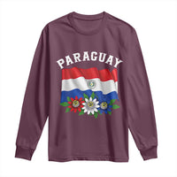 Paraguay Flag Passion Flower Mburucuya Graphic Long Sleeve Shirt Paraguaya Hispanic Latino Heritage Cultura Pride