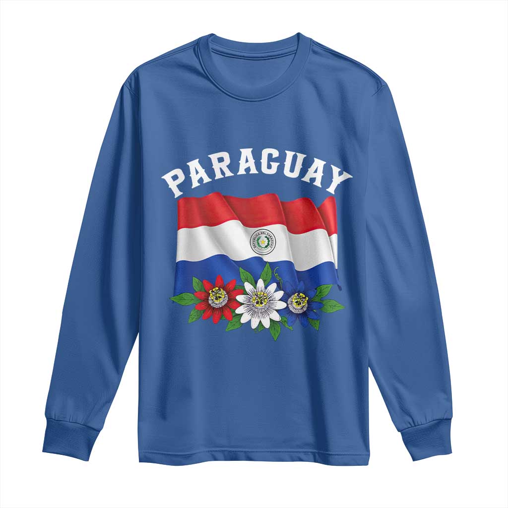 Paraguay Flag Passion Flower Mburucuya Graphic Long Sleeve Shirt Paraguaya Hispanic Latino Heritage Cultura Pride
