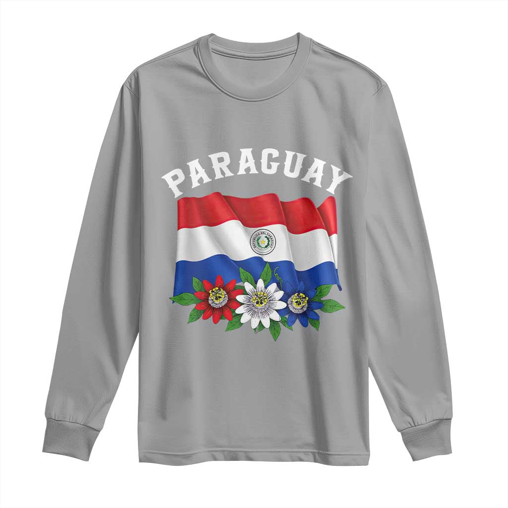 Paraguay Flag Passion Flower Mburucuya Graphic Long Sleeve Shirt Paraguaya Hispanic Latino Heritage Cultura Pride