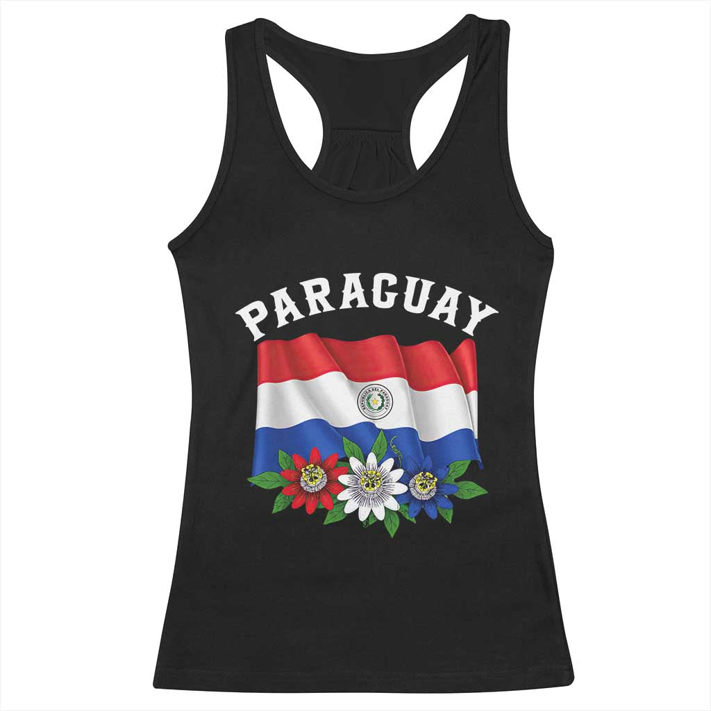 Paraguay Flag Passion Flower Mburucuya Graphic Racerback Tank Top Paraguaya Hispanic Latino Heritage Cultura Pride