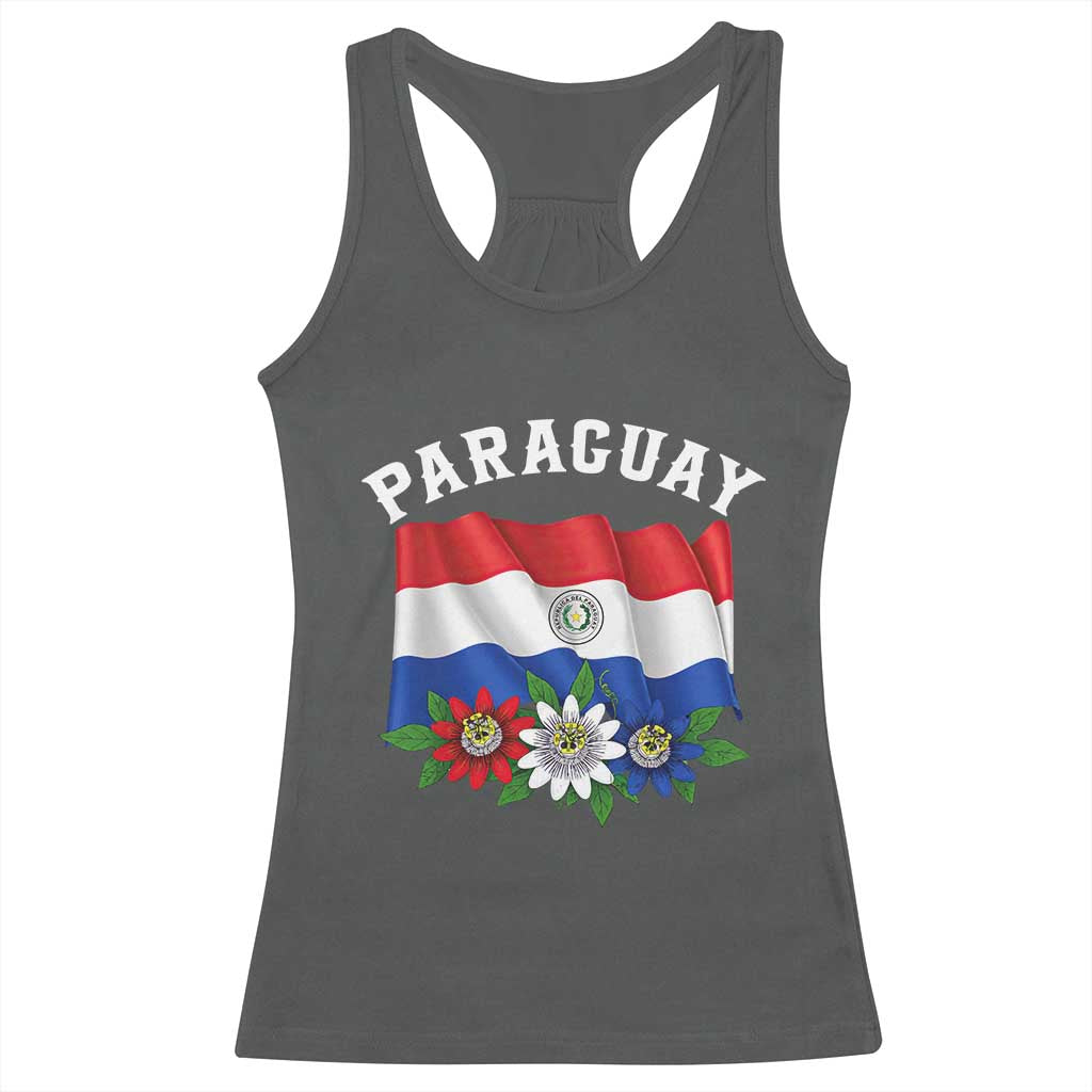Paraguay Flag Passion Flower Mburucuya Graphic Racerback Tank Top Paraguaya Hispanic Latino Heritage Cultura Pride