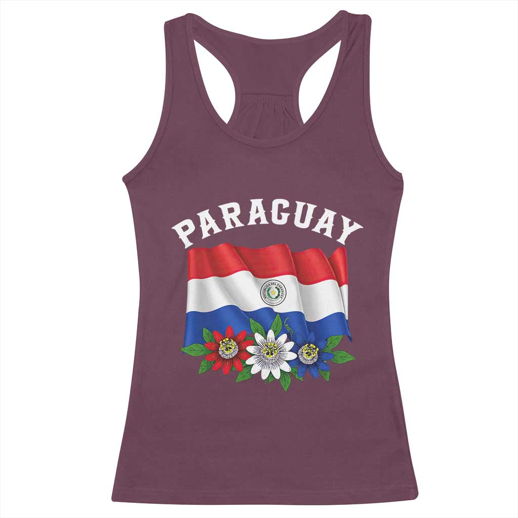 Paraguay Flag Passion Flower Mburucuya Graphic Racerback Tank Top Paraguaya Hispanic Latino Heritage Cultura Pride