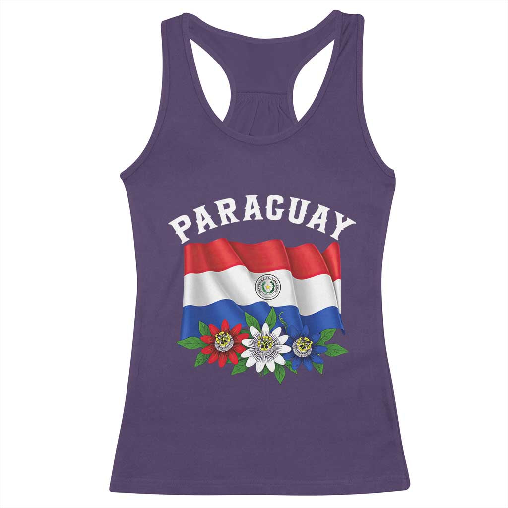 Paraguay Flag Passion Flower Mburucuya Graphic Racerback Tank Top Paraguaya Hispanic Latino Heritage Cultura Pride