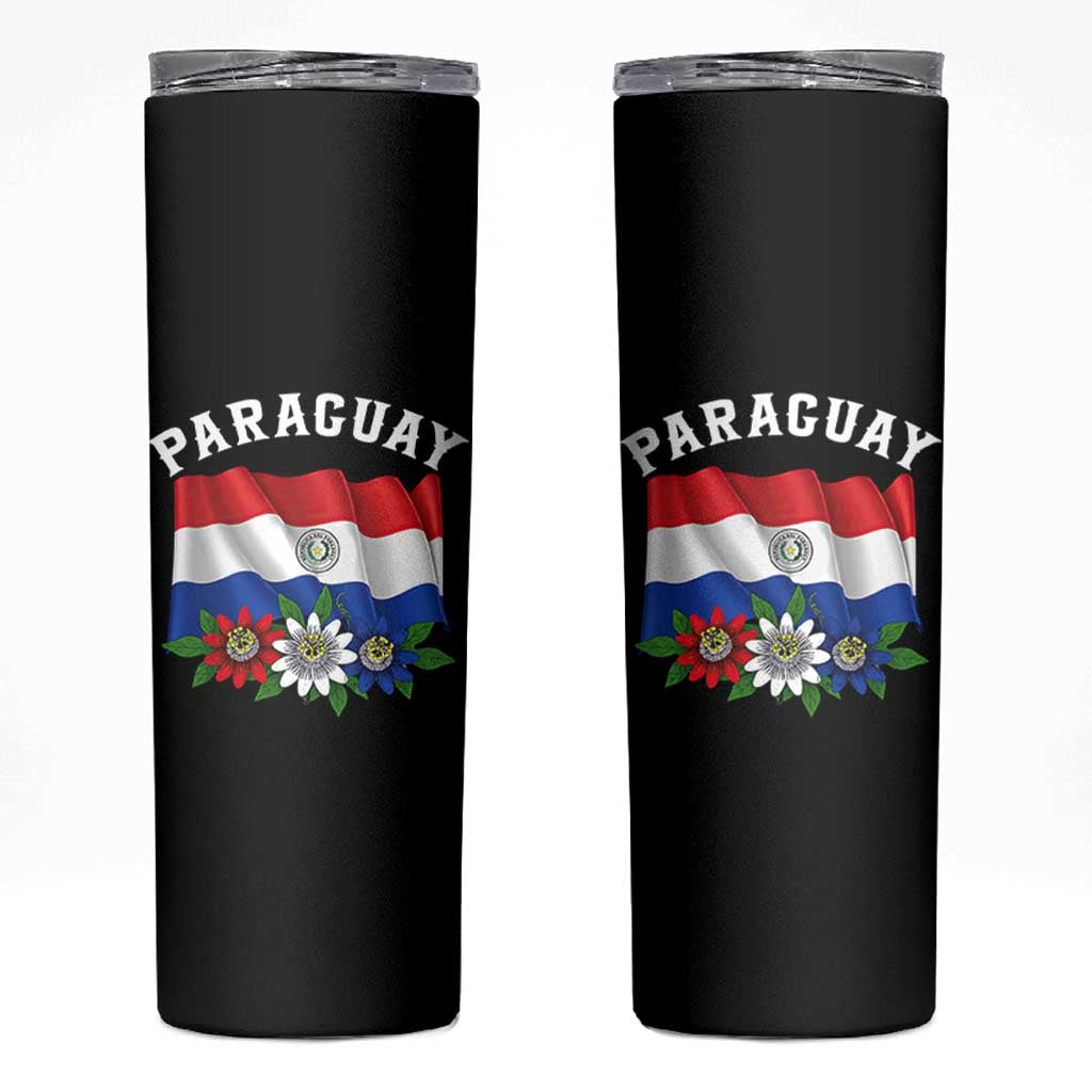 Paraguay Flag Passion Flower Mburucuya Graphic Skinny Tumbler Paraguaya Hispanic Latino Heritage Cultura Pride