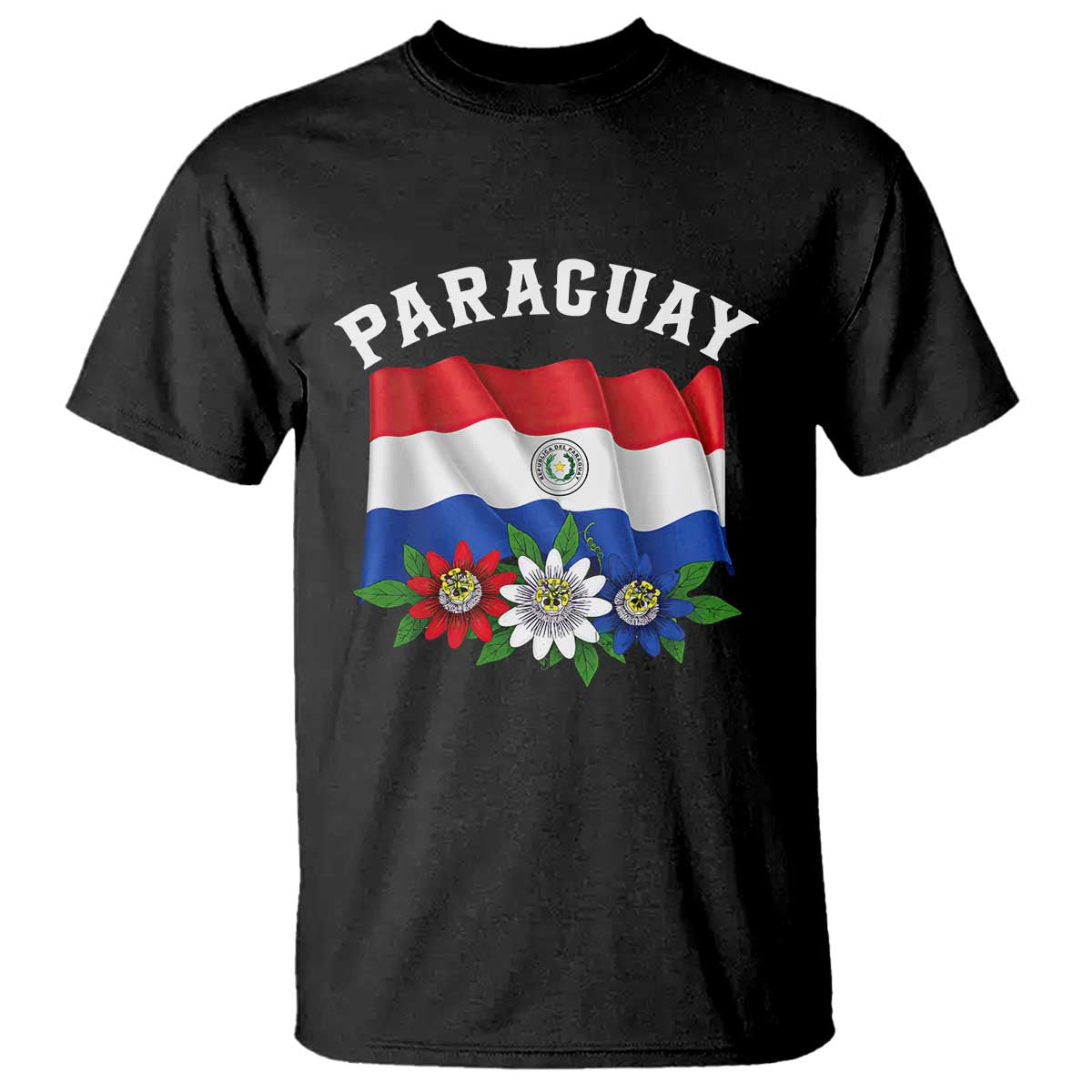 Paraguay Flag Passion Flower Mburucuya Graphic T Shirt Paraguaya Hispanic Latino Heritage Cultura Pride