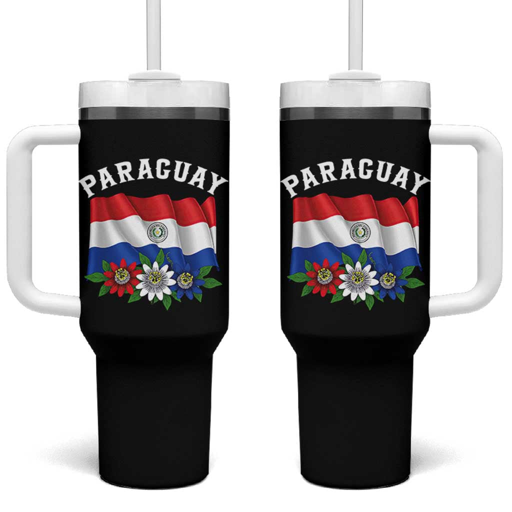 Paraguay Flag Passion Flower Mburucuya Graphic Tumbler With Handle Paraguaya Hispanic Latino Heritage Cultura Pride