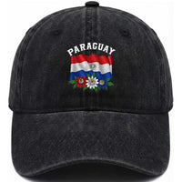Paraguay Flag Passion Flower Mburucuya Graphic Washed Cotton Baseball Cap Paraguaya Hispanic Latino Heritage Cultura Pride